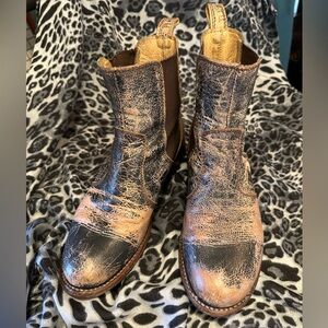 Bed Stu Distressed Black and Tan Ankle Boots
